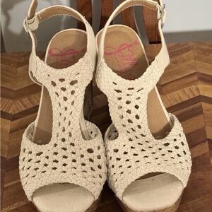 Jellypop Cream Woven Wedges